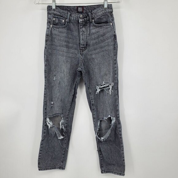 BDG Urban Outfitters Slim Straight Button Fly Grey Distressed Denim Jeans Size 2 - Picture 1 of 8